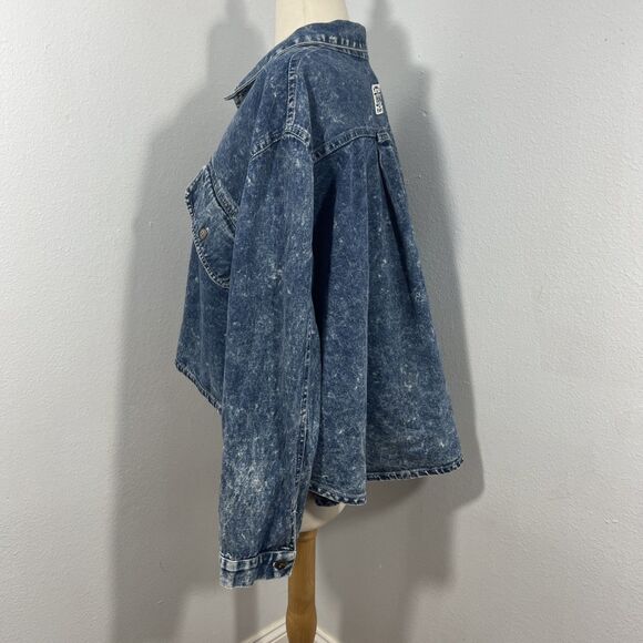 Vtg Cherokee Denim Jacket Womens M Acid Wash Hi‎ Low 80s Y2K Made USA - Picture 3 of 10